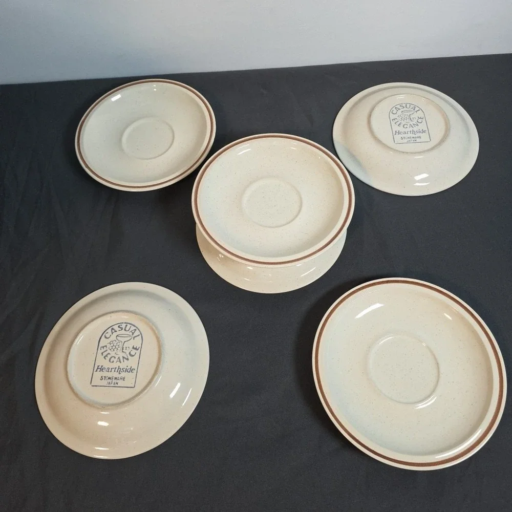 Hearthside Casual Elegance Brown Stripe Stoneware‎ bread plate 6 Pieces